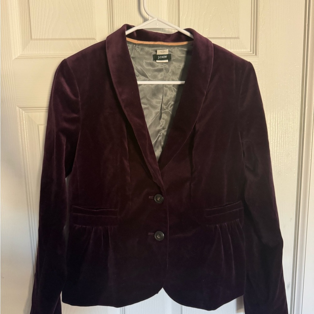 J. Crew Women's Deep Purple Velvet Blazer